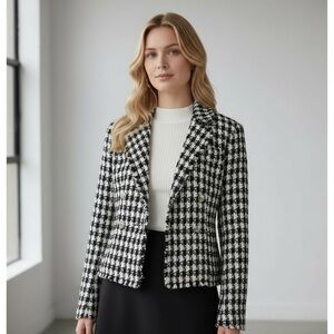 House of Harlow 1960 Black and White Houndstooth Blazer